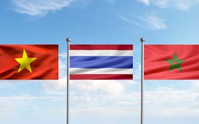 Flags Vietnam Thailand Morocco