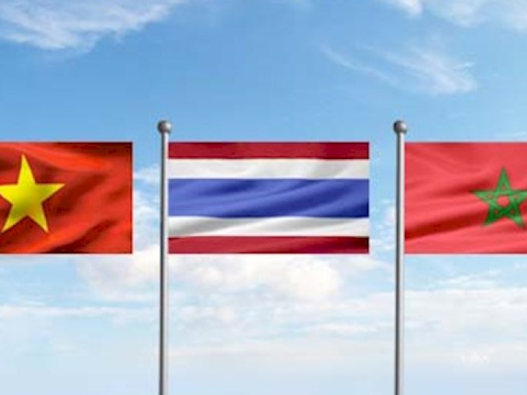 Flags Vietnam Thailand Morocco
